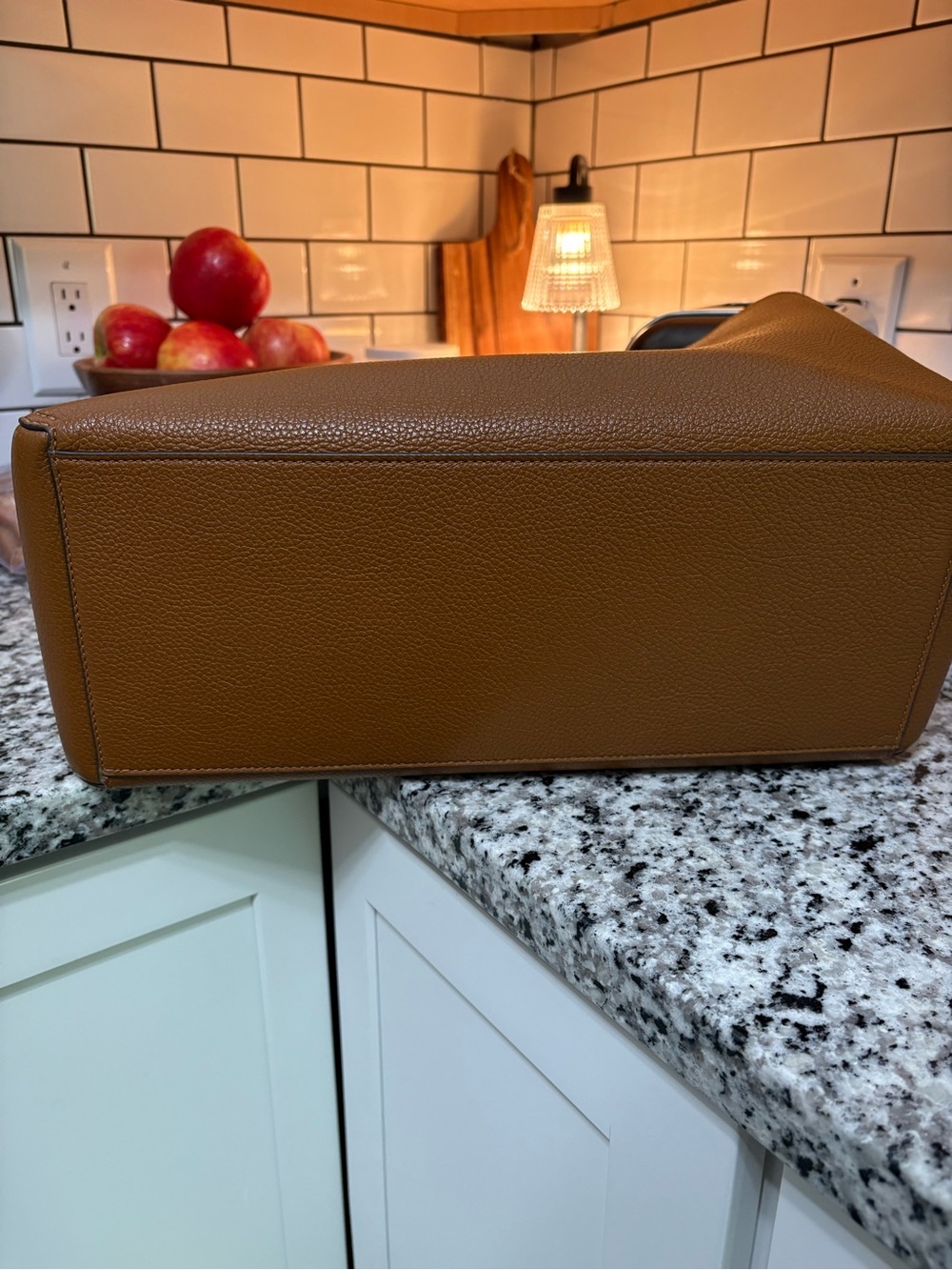 Tory Burch Pebbled Leather Tote in Brown with Pink Interior - Picture 6 of 7